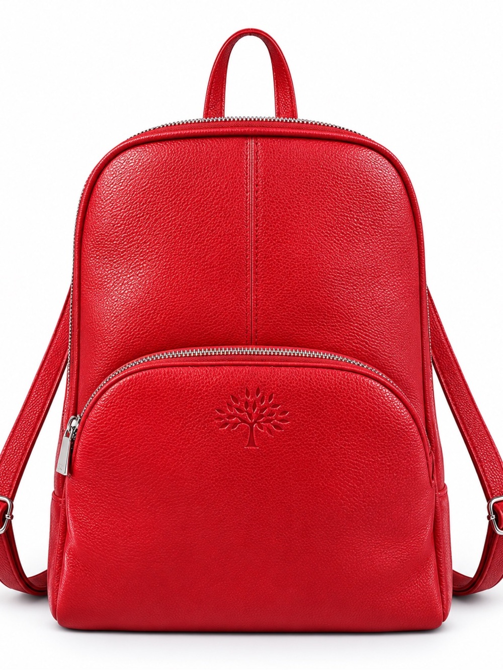 Red Pebbled Faux Leather Backpack Purse | Classic Everyday Bag